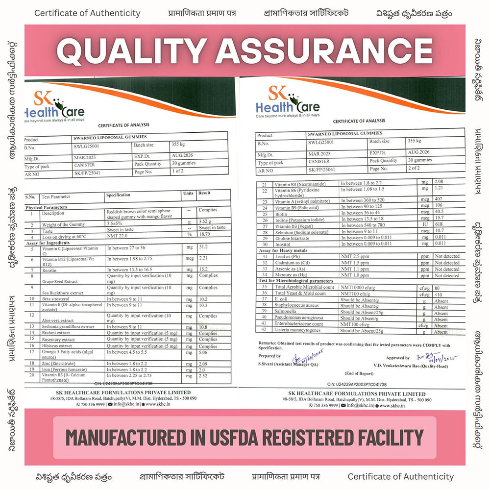 Swarneo Hair, Skin & Nails Liposomal Gummies