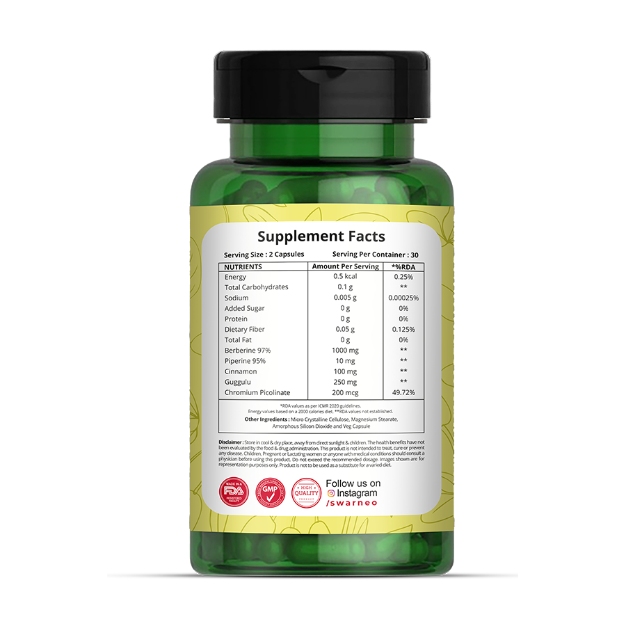 Swarneo Berberine 1000mg Capsule