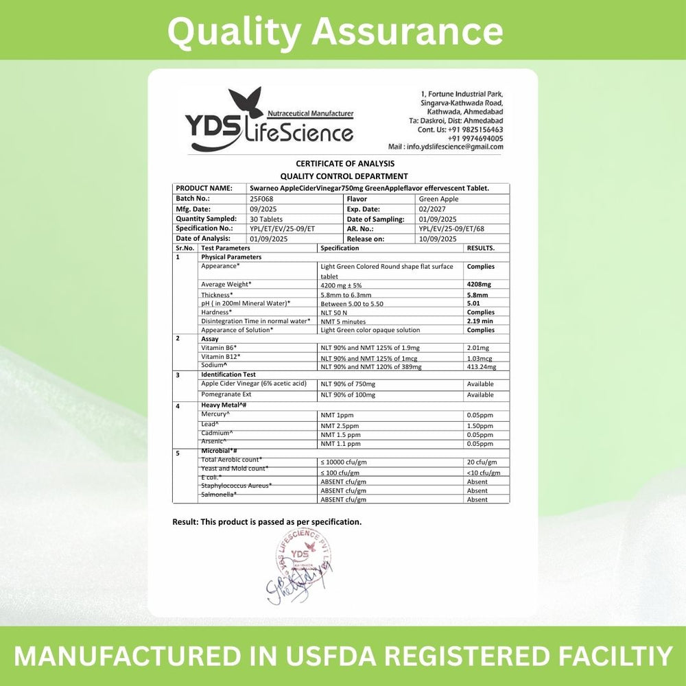 Swarneo Apple Cider Vinegar 750 Mg Effervescent Tablet