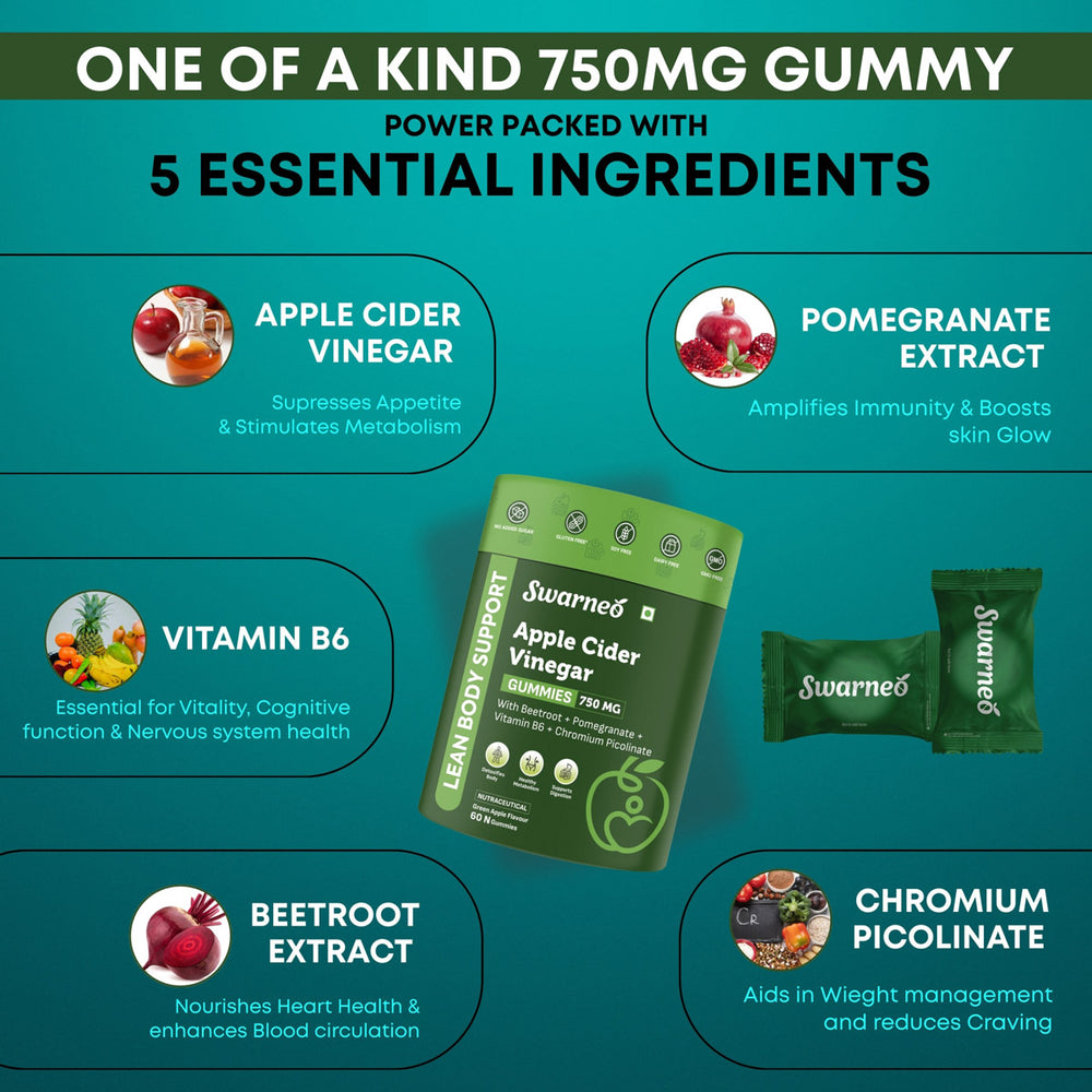 Swarneo Apple Cider Vinegar 750 MG Gummies