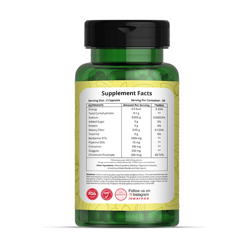 Swarneo Berberine 1000mg Capsule - Swarneo
