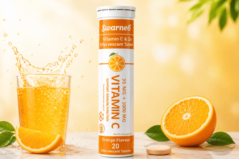 Swarneo Vitamin C 1000mg & Zinc 35mg Effervescent Tablets – Orange Flavour - Swarneo