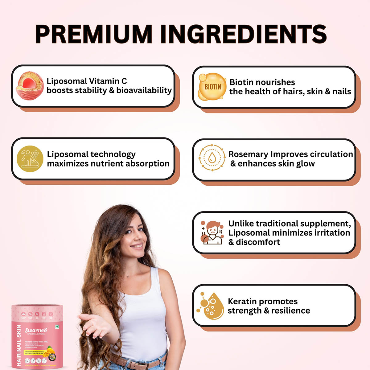 Swarneo Hair, Skin & Nails Liposomal Gummies - Image 3